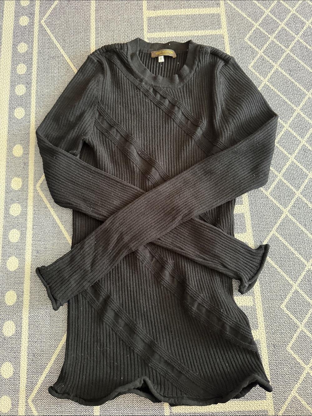 Louis Vuitton Black Ribbed Crewneck Sweater